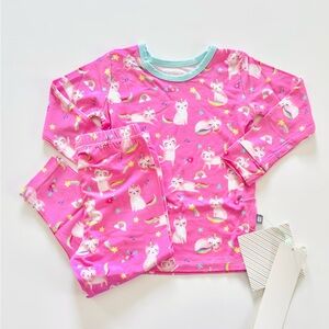NWT Pink Unicorn Kitty Print Bamboo Pajama Set